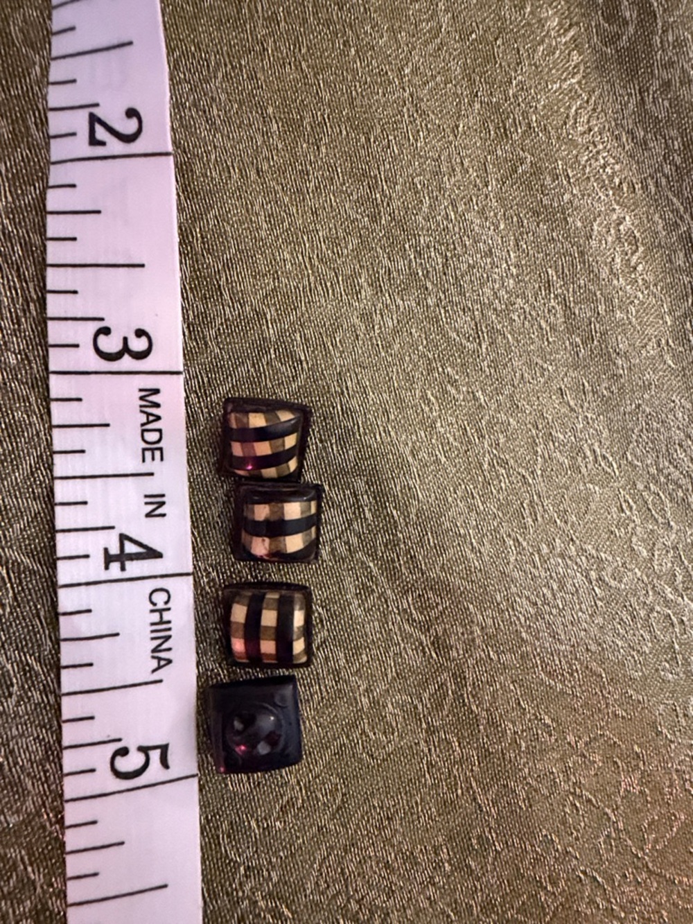 Vintage Black and yellow Checker Square Buttons - Set of 4
